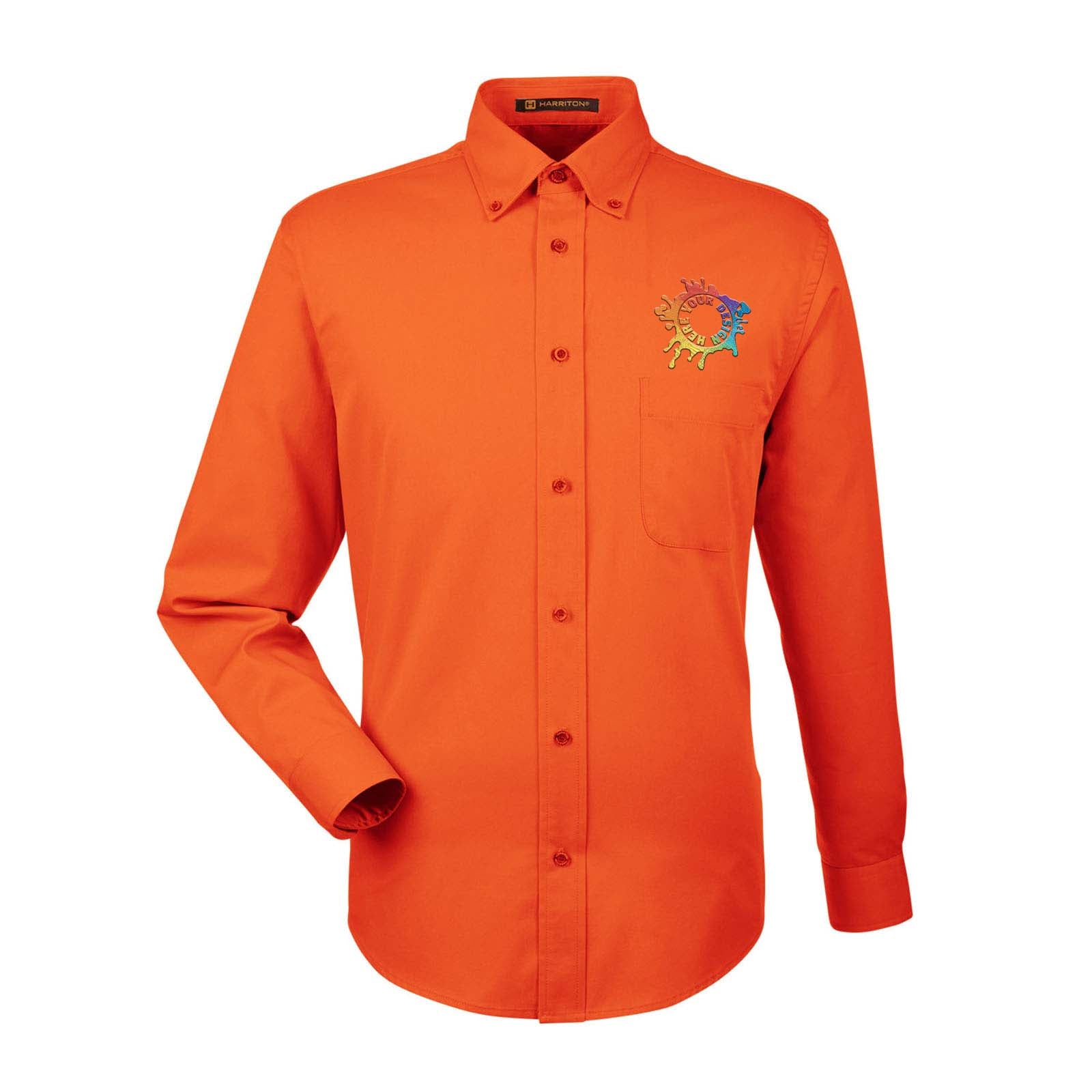 Harriton Men's Easy Blend™ Long-Sleeve Twill Shirt with Stain-Release Embroidery - Mato & Hash
