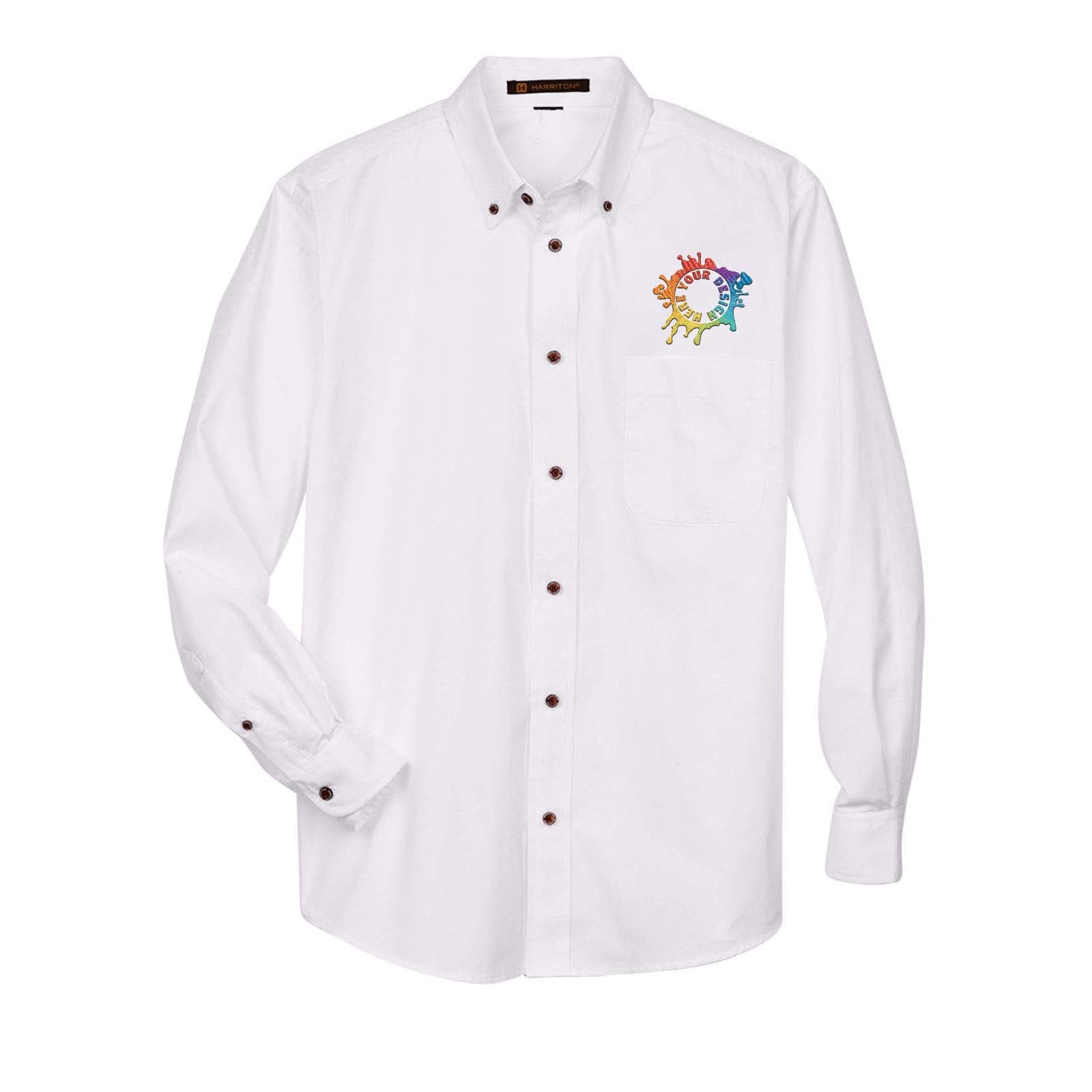 Harriton Men's Easy Blend™ Long-Sleeve Twill Shirt with Stain-Release Embroidery - Mato & Hash