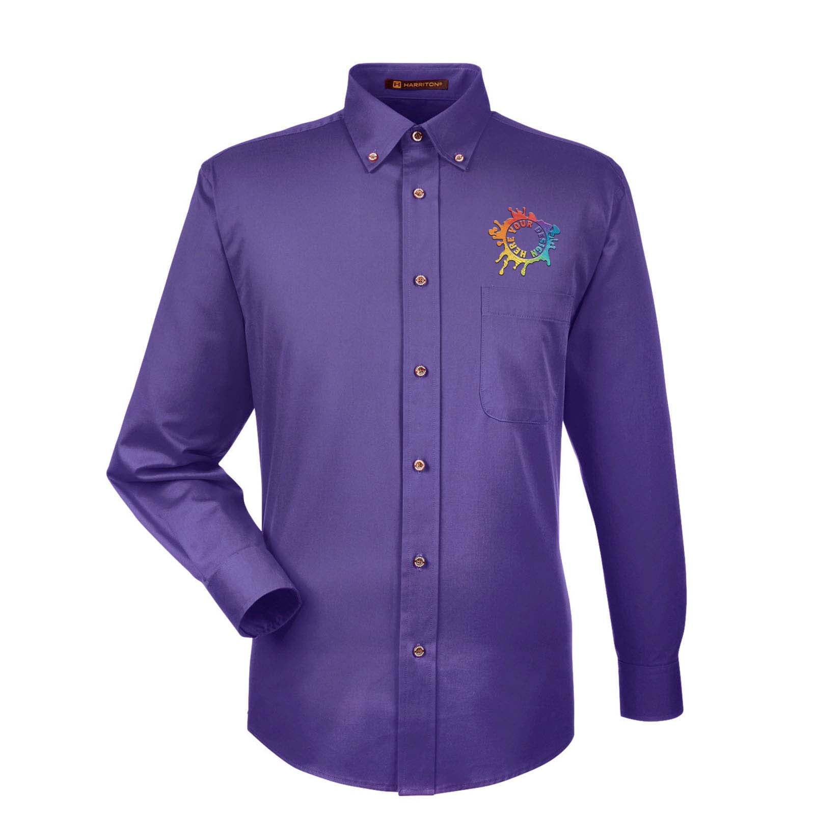 Harriton Men's Easy Blend™ Long-Sleeve Twill Shirt with Stain-Release Embroidery - Mato & Hash