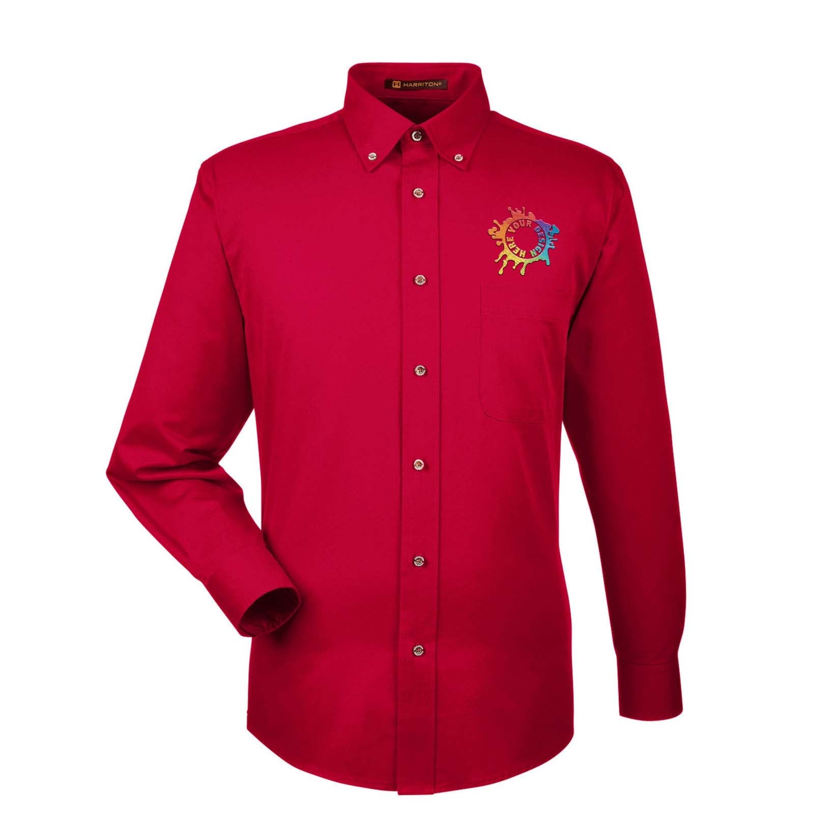 Harriton Men's Easy Blend™ Long-Sleeve Twill Shirt with Stain-Release Embroidery - Mato & Hash