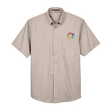 Harriton Men's Easy Blend™ Short-Sleeve Twill Shirt with Stain-Release Embroidery - Mato & Hash