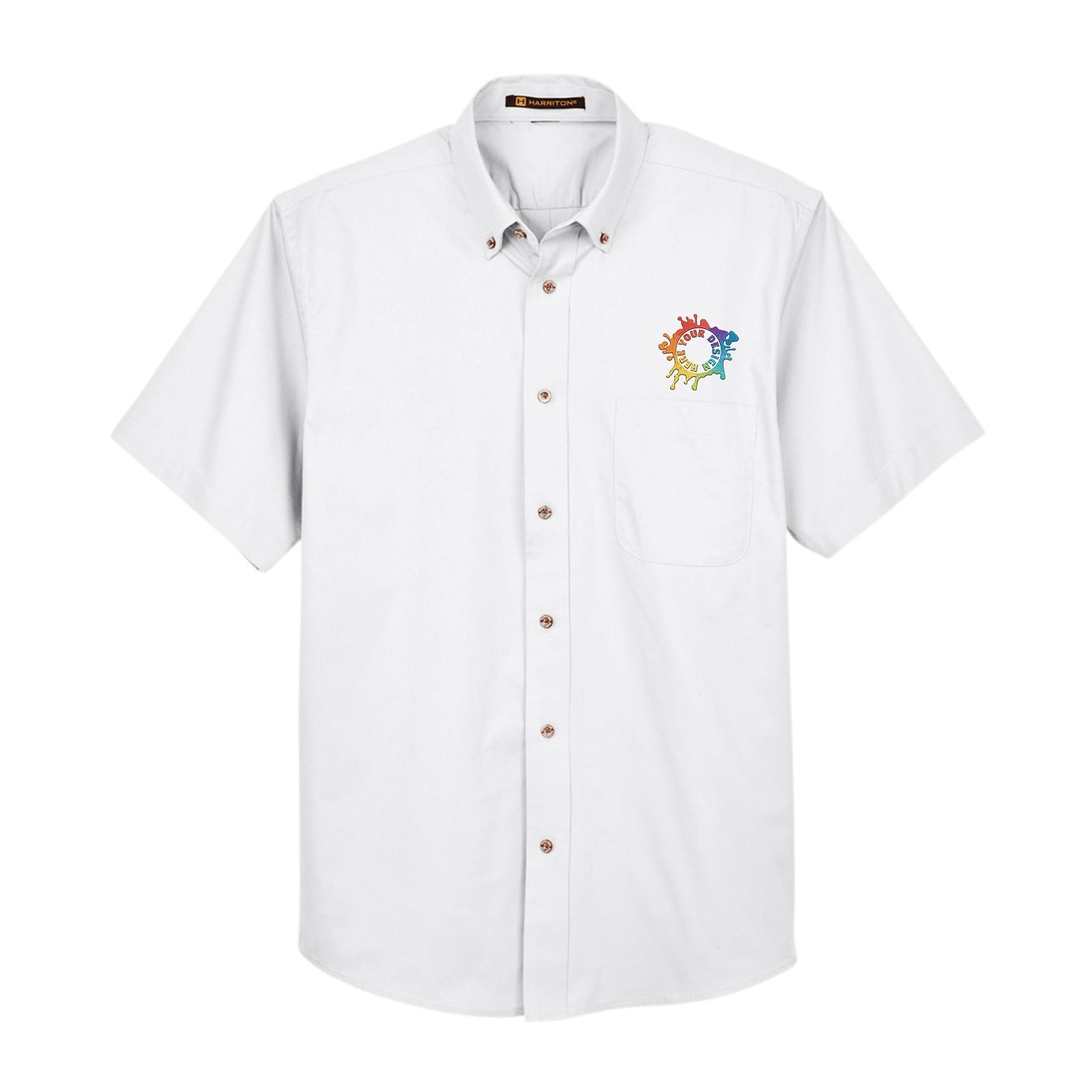 Harriton Men's Easy Blend™ Short-Sleeve Twill Shirt with Stain-Release Embroidery - Mato & Hash