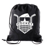 Hockey Puck & Sticks Polyester Drawstring Bag