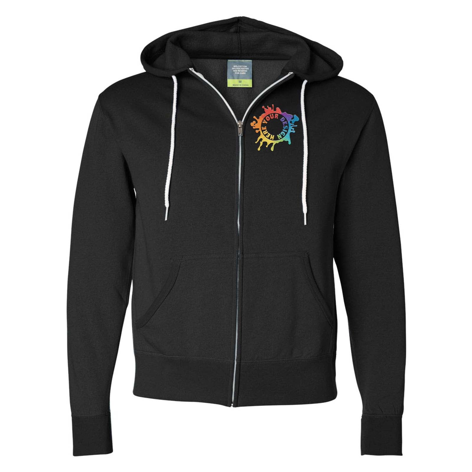 Independent Trading Co. Unisex Triblend Lightweight Full-Zip Hooded Sweatshirt Embroidery - Mato & Hash