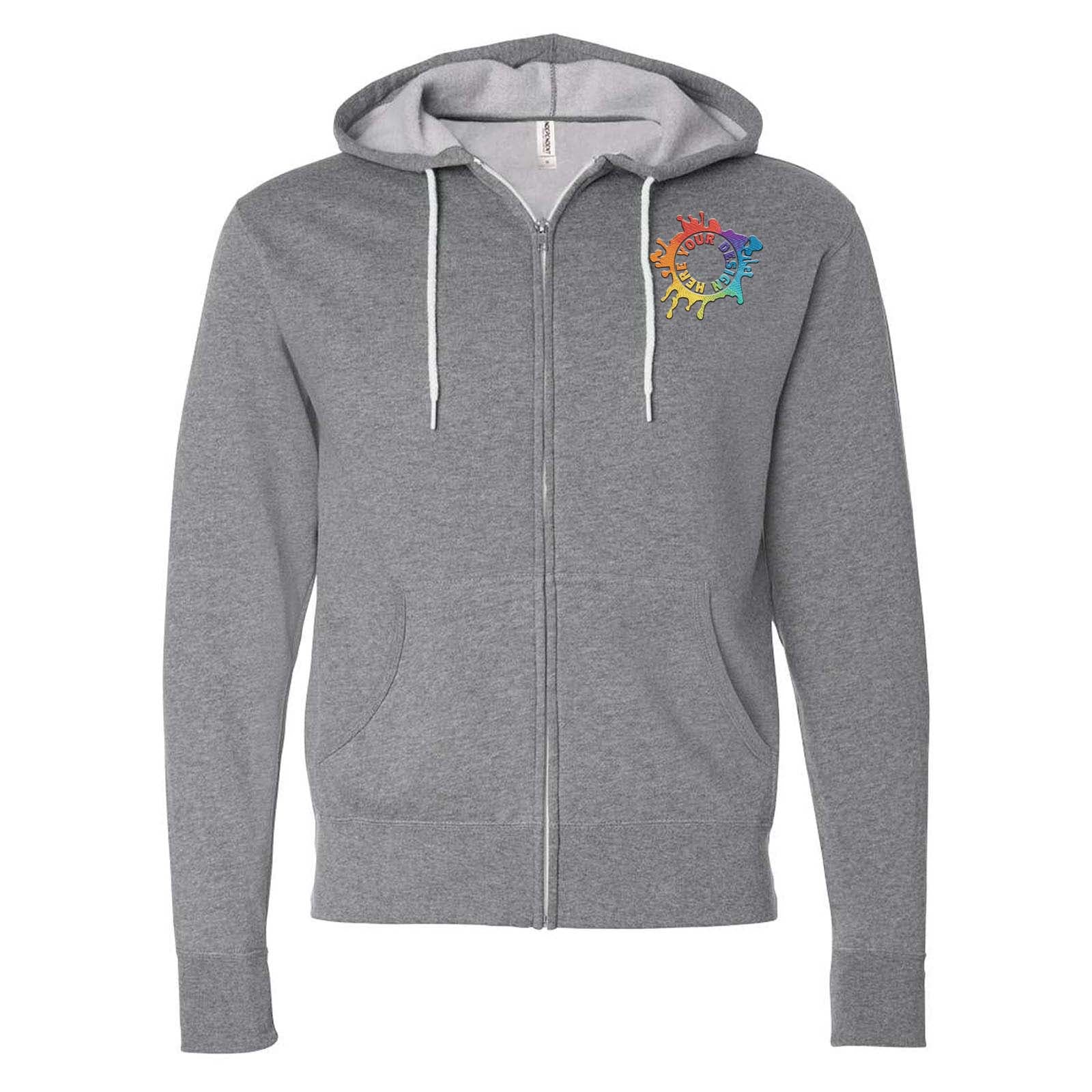 Independent Trading Co. Unisex Triblend Lightweight Full-Zip Hooded Sweatshirt Embroidery - Mato & Hash