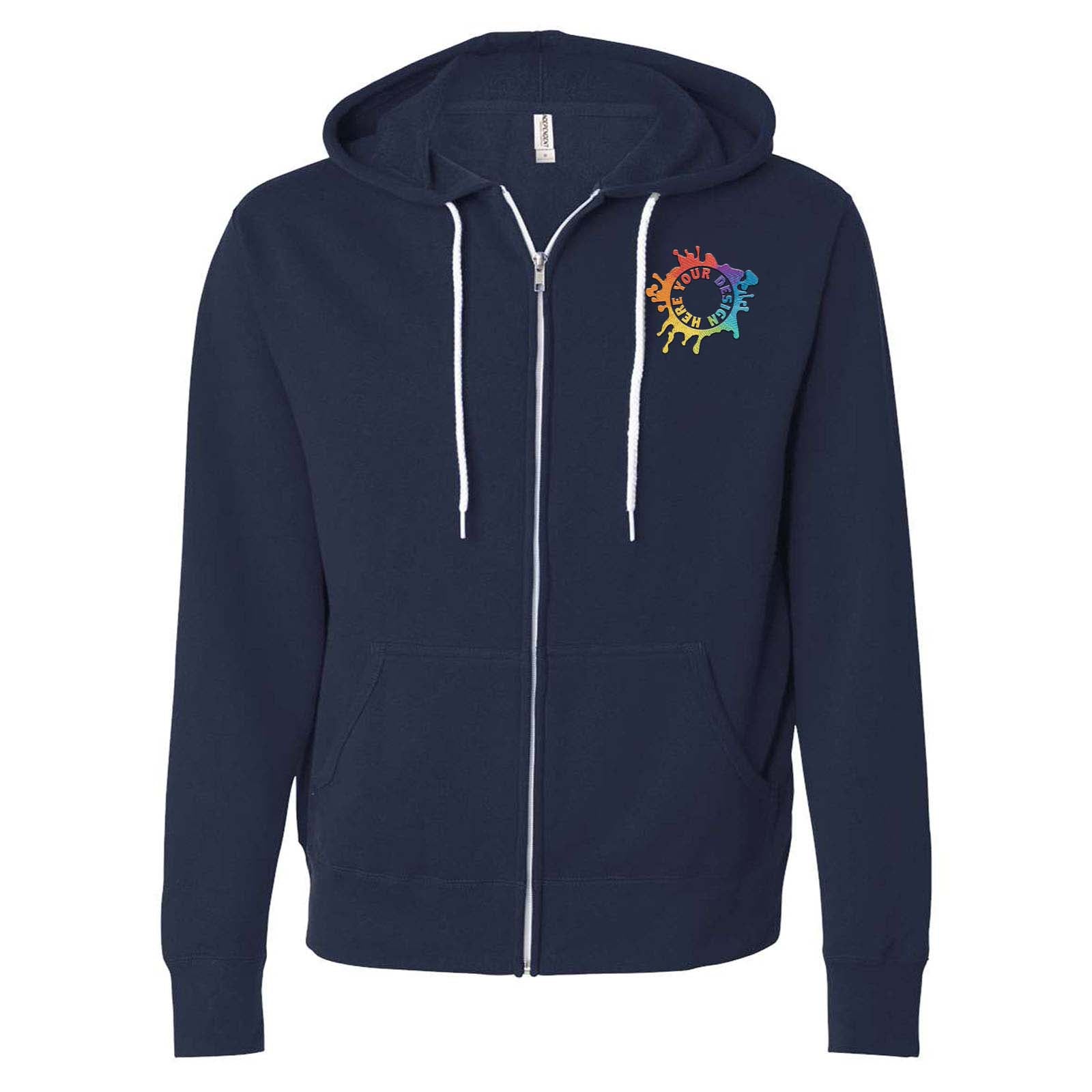 Independent Trading Co. Unisex Triblend Lightweight Full-Zip Hooded Sweatshirt Embroidery - Mato & Hash