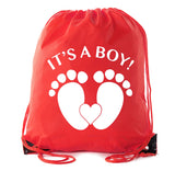 It's a Boy! Infant Feet Baby Shower Polyester Drawstring Bag