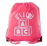 It's a Girl! Baby Shower Polyester Drawstring Bag - Mato & Hash