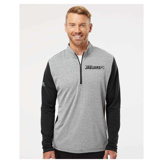 Jaguars Adidas - Heather Block Print Quarter-Zip Pullover Embroidery Wordmark