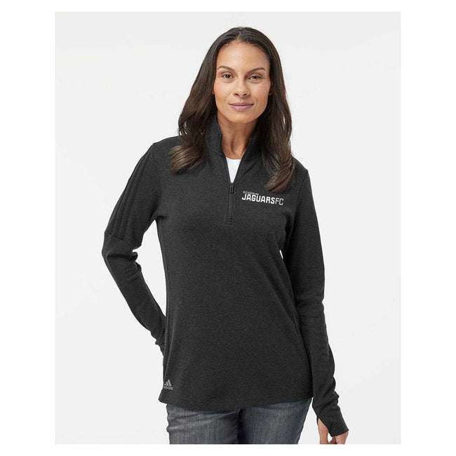Jaguars Adidas - Women's 3-Stripes Quarter-Zip Sweater Embroidery Wordmark