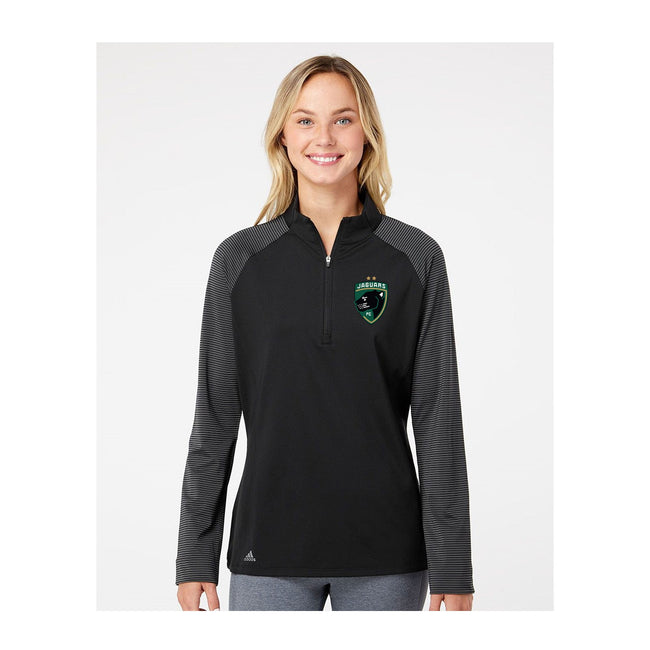 Jaguars Adidas - Women's Stripe Block Quarter-Zip Pullover Embroidery Crest