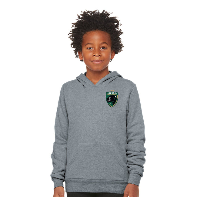 Jaguars Bella + Canvas Youth Cotton/Polyester Fleece Hooded Sweatshirt Embroidery Crest