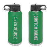 Jaguars Custom Name and Number Laser Engraved 32oz Water Bottle with Flip Lid - Mato & Hash