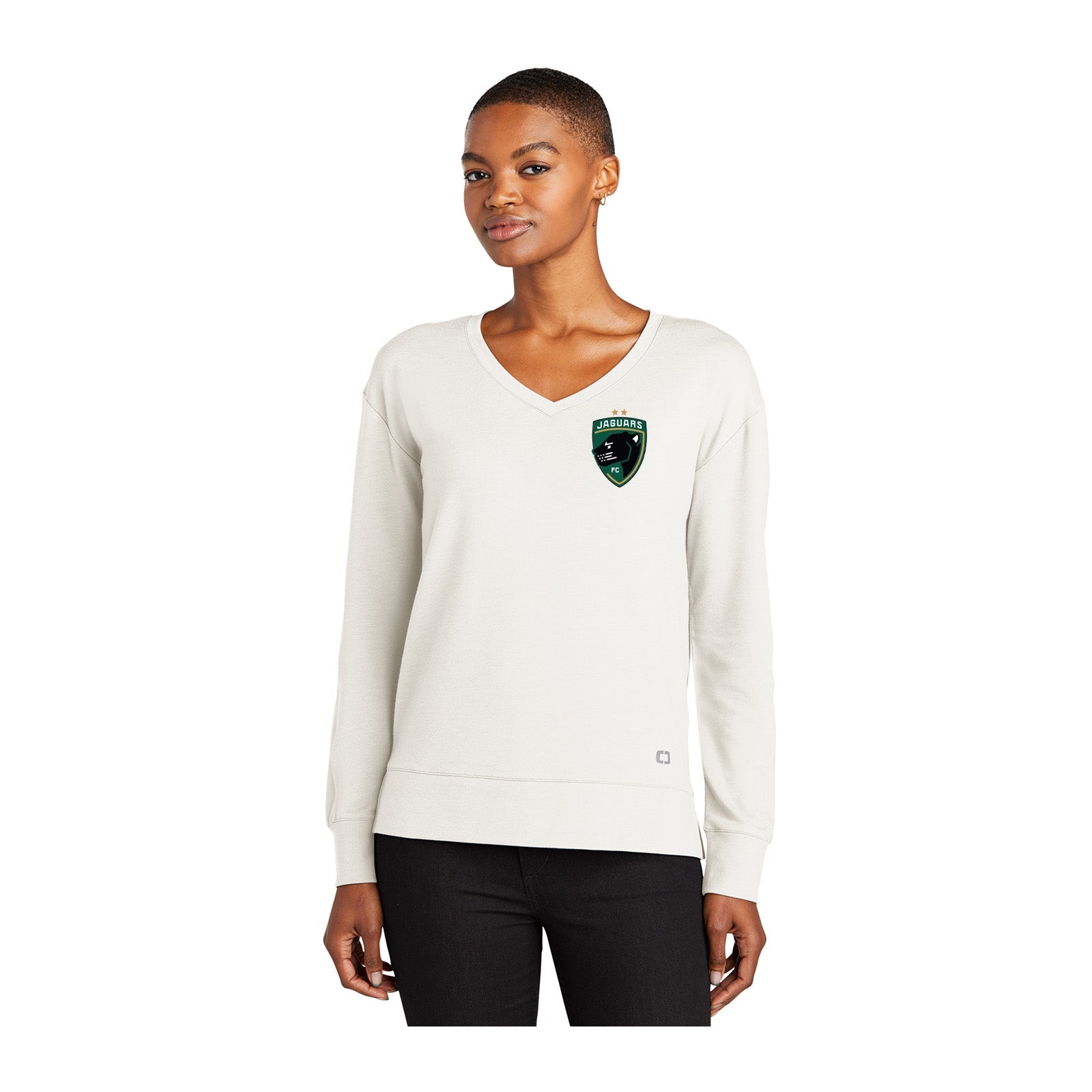 Jaguars OGIO® Ladies Luuma Flex Long Sleeve V-Neck Printed - Mato & Hash