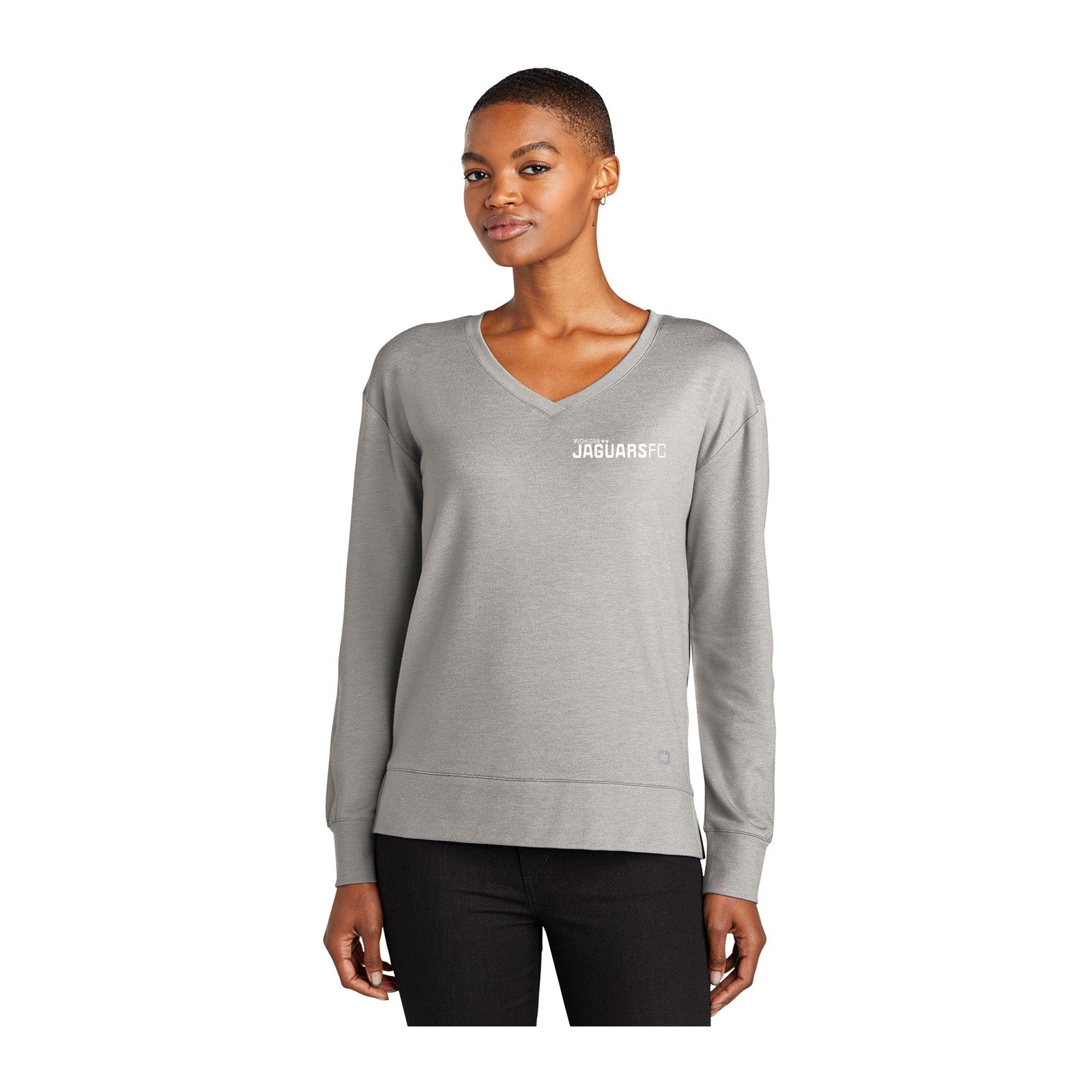 Jaguars OGIO® Ladies Luuma Flex Long Sleeve V-Neck Printed - Mato & Hash