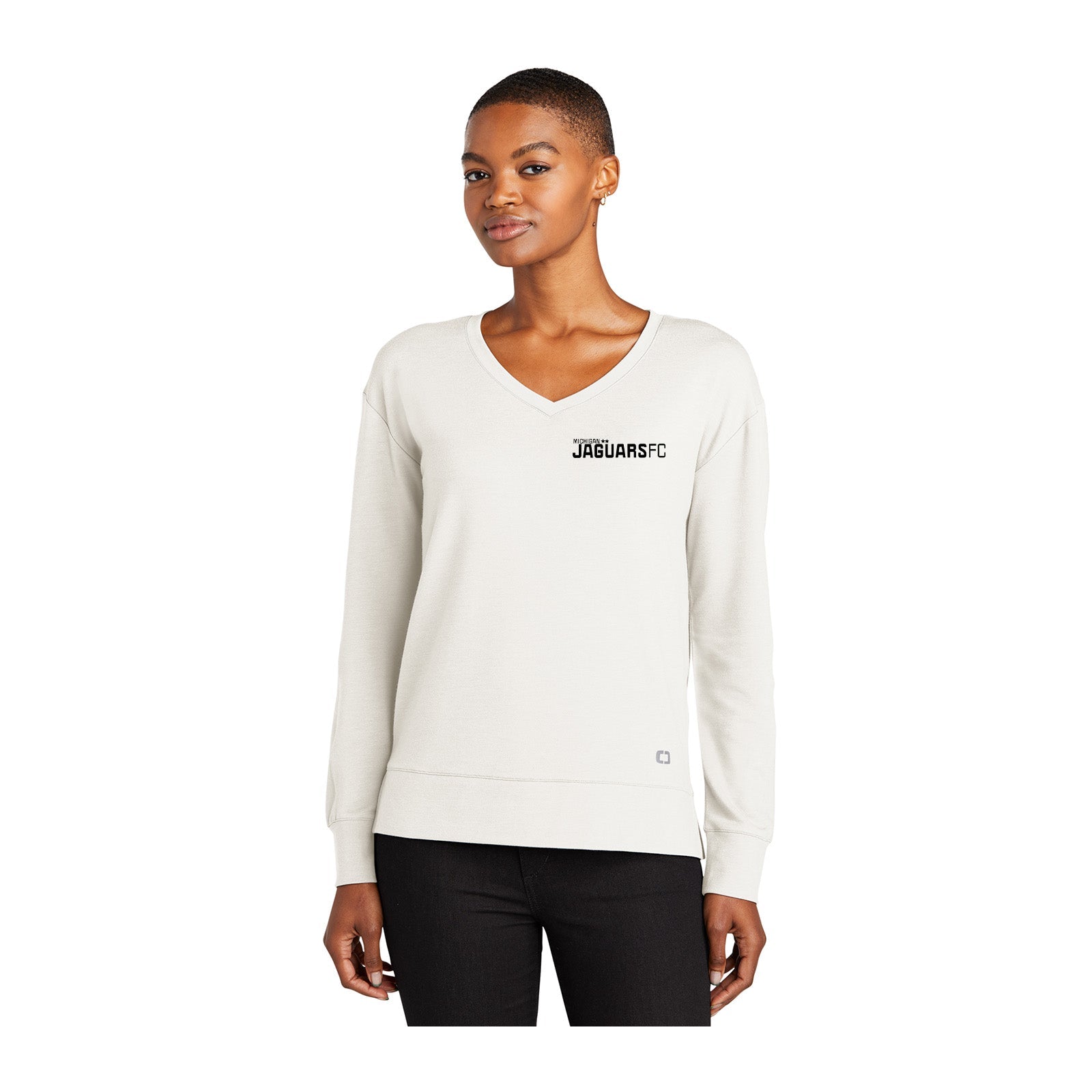 Jaguars OGIO® Ladies Luuma Flex Long Sleeve V-Neck Printed - Mato & Hash