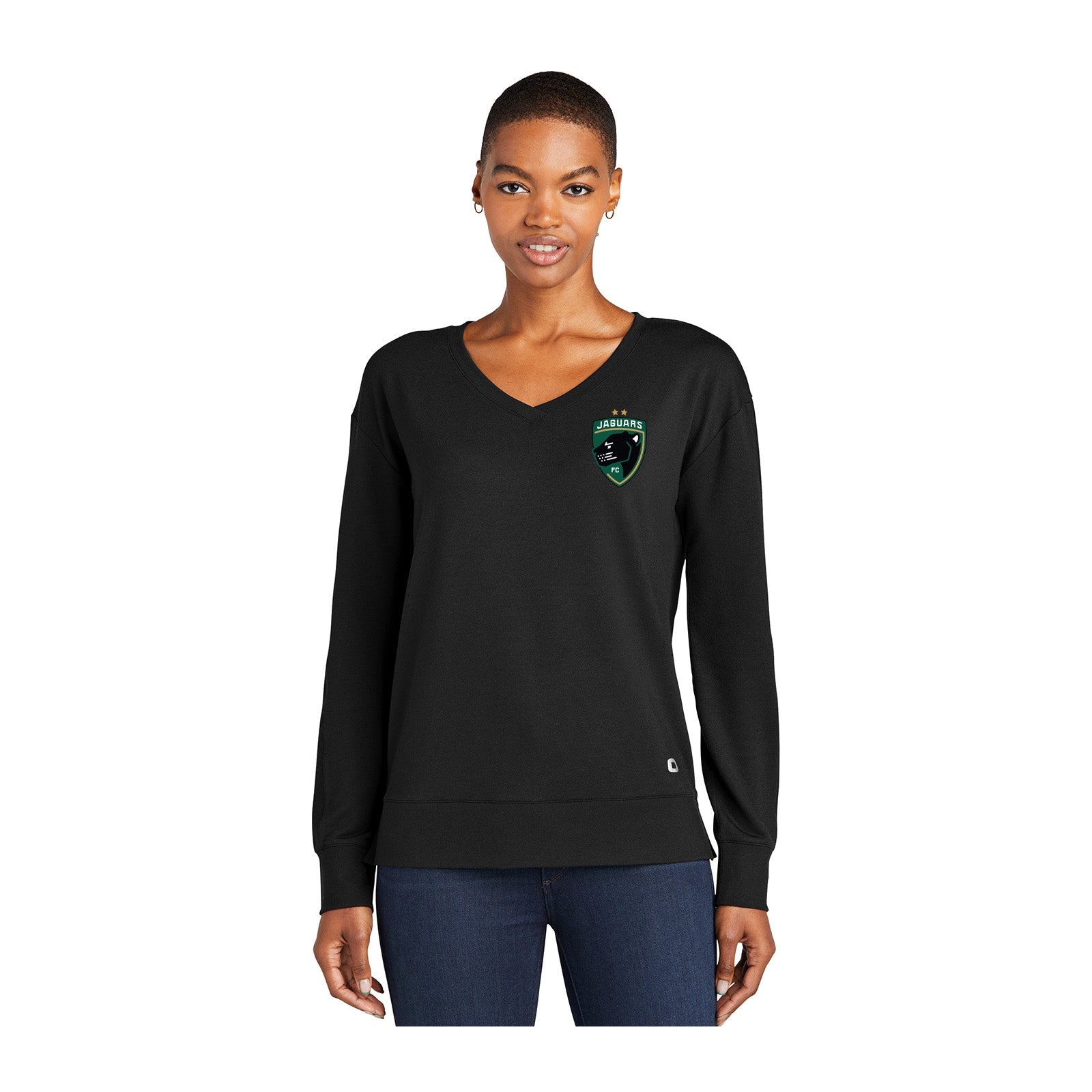 Jaguars OGIO® Ladies Luuma Flex Long Sleeve V-Neck Printed - Mato & Hash