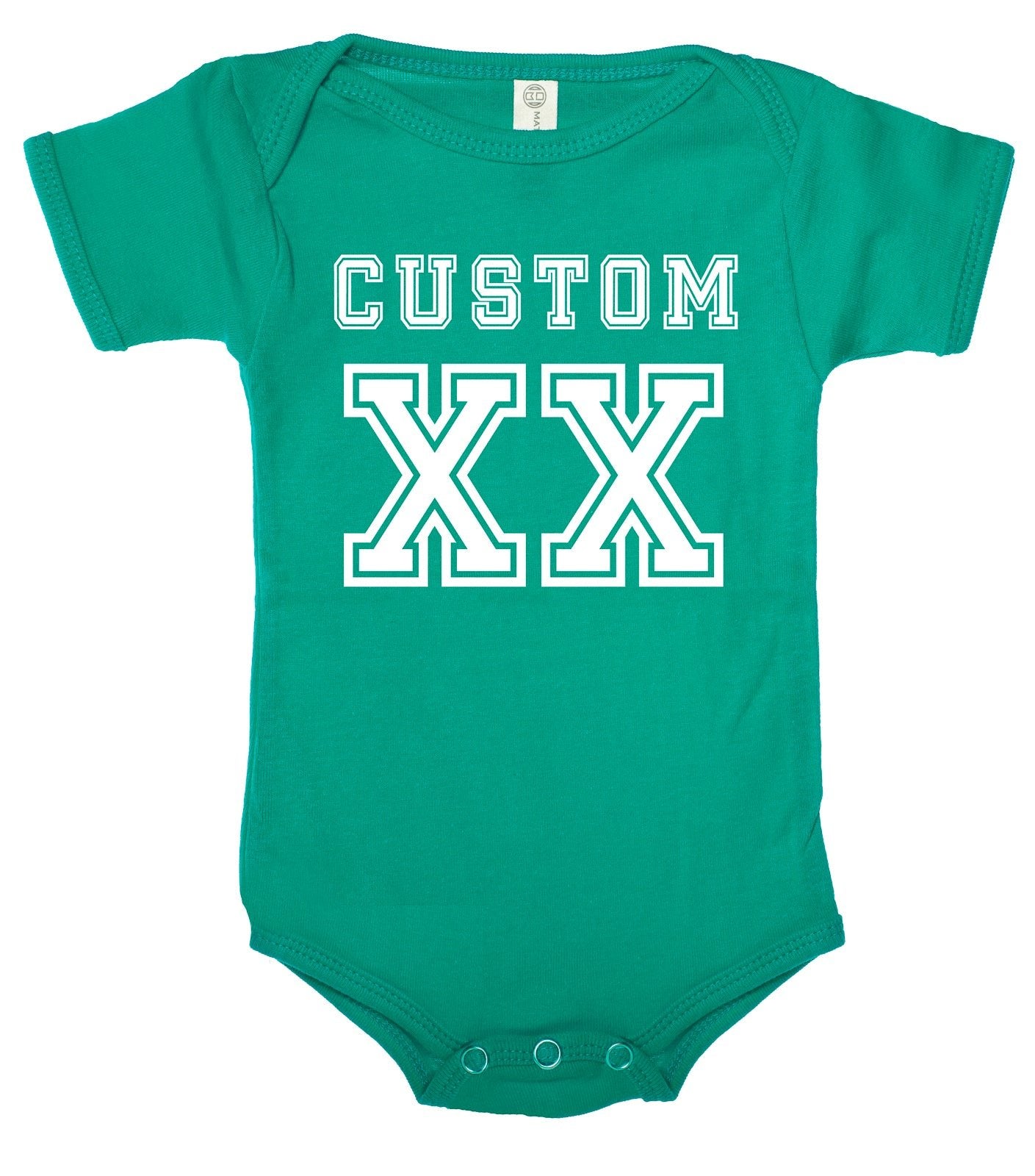 Jersey-Style Custom Name & Year Cotton Baby Romper - Mato & Hash