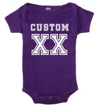 Jersey-Style Custom Name & Year Cotton Baby Romper - Mato & Hash