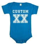 Jersey-Style Custom Name & Year Cotton Baby Romper - Mato & Hash