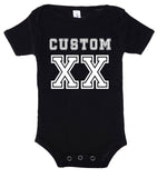 Jersey-Style Custom Name & Year Cotton Baby Romper
