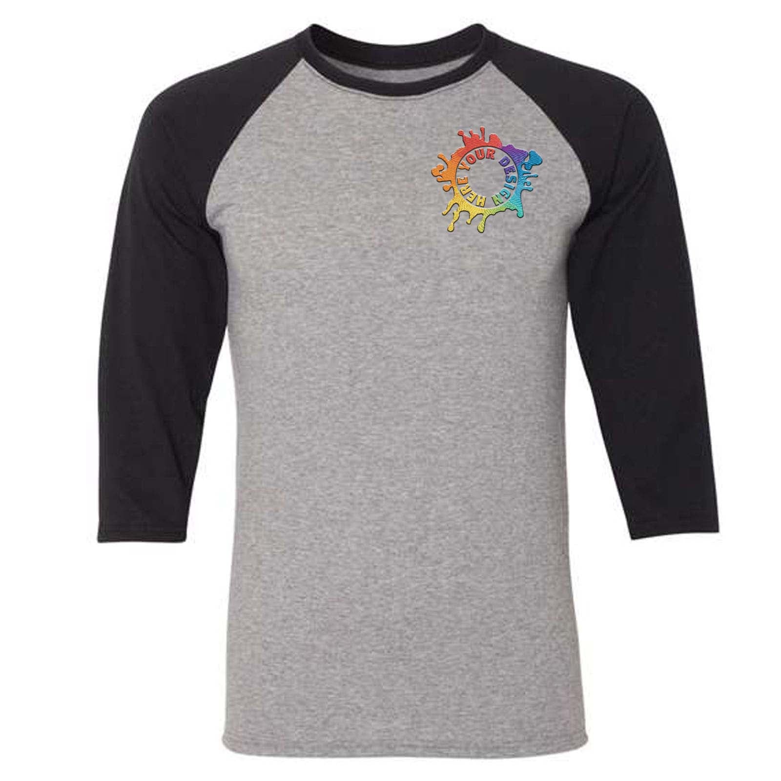 JERZEES Triblend Three-Quarter Raglan Baseball T-Shirt Embroidery - Mato & Hash