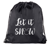 Let It Snow Polyester Drawstring Bag