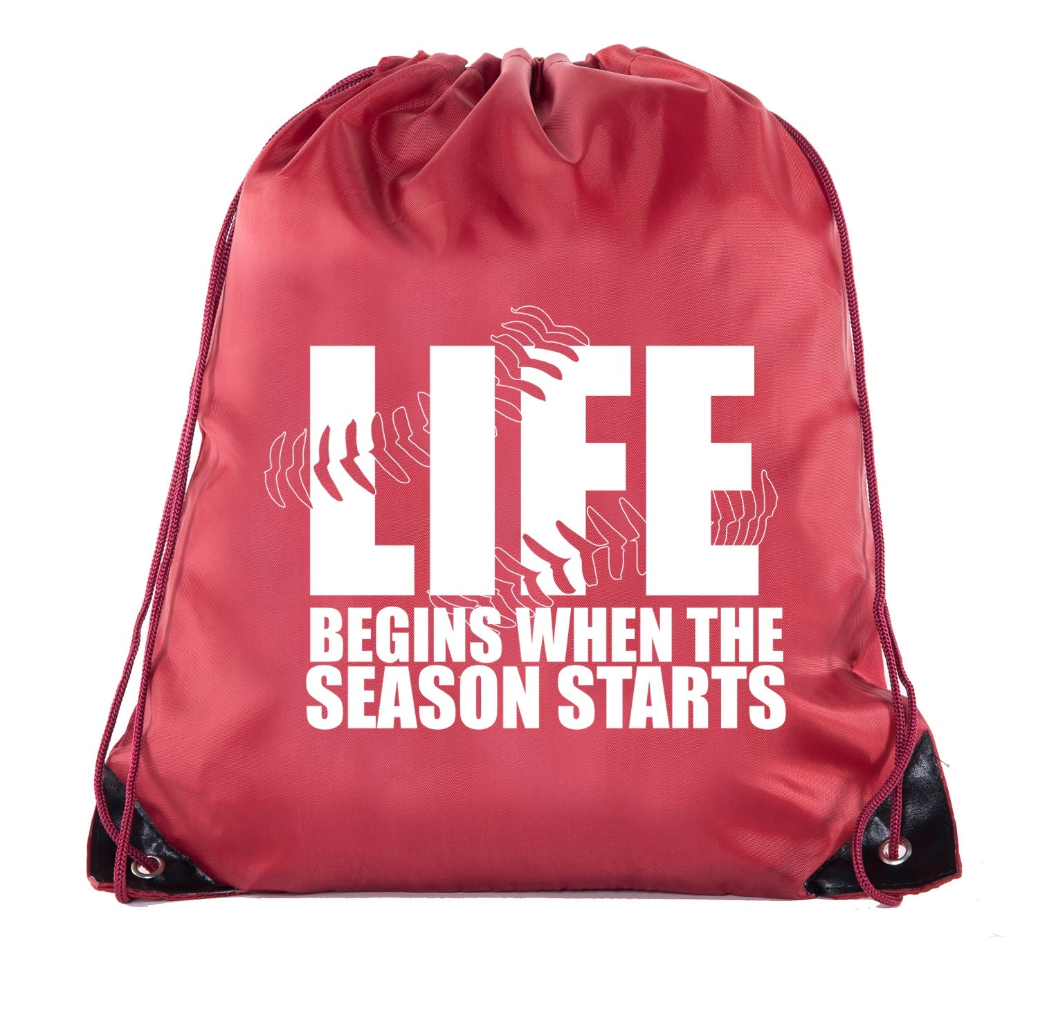 Life Begins When the Season Starts Polyester Drawstring Bag - Mato & Hash