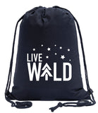 Live Wild Starry Sky Cotton Drawstring Bag