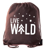 Live Wild Starry Sky Polyester Drawstring Bag