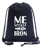 Me, Myself and Iron Cotton Drawstring Bag