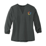 MERCER+METTLE™ Women's Stretch Crepe 3/4-Sleeve Blouse Embroidery