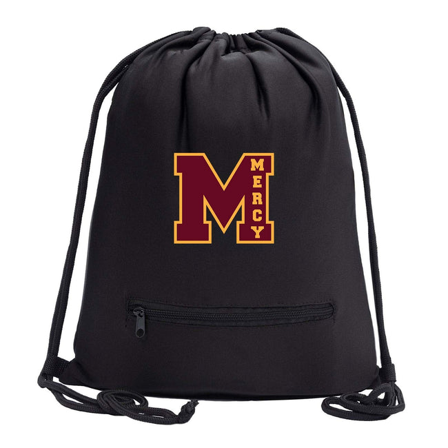 Mercy HS - Mercy Crest Drawstring Bag w/ Zipper Pocket