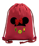 Mouse Ears + Bow & Ornaments Cotton Drawstring Bag
