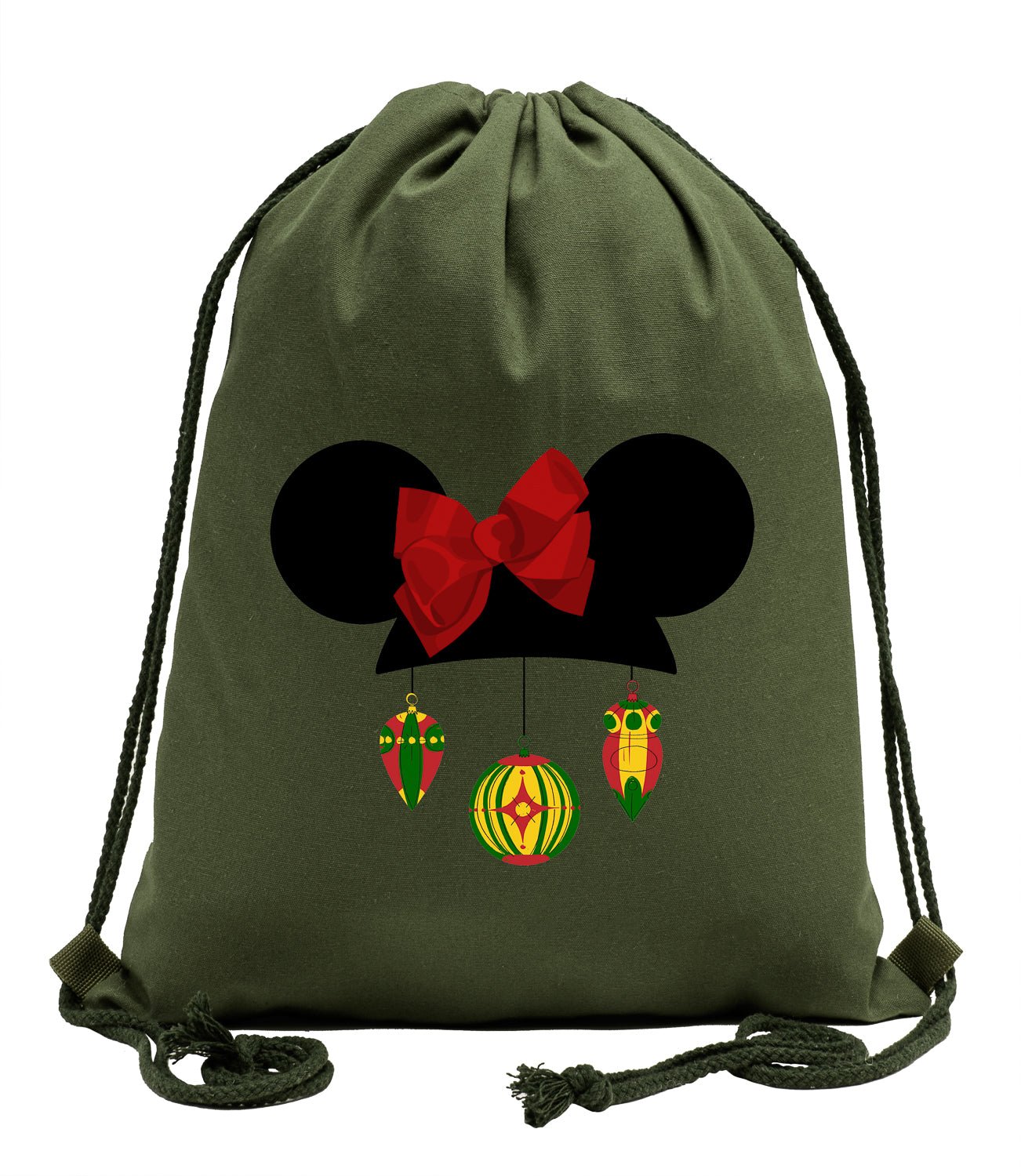 Mouse Ears + Bow & Ornaments Cotton Drawstring Bag - Mato & Hash