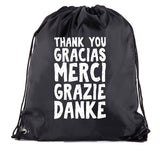 Multilingual Thank You Polyester Drawstring Bag