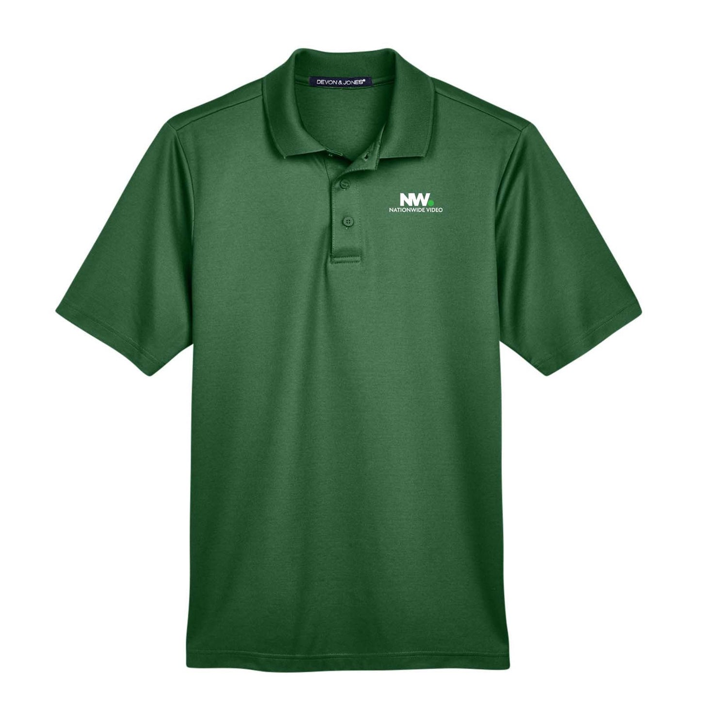 Nationwide Video Logo with Text Embroidered CrownLux Performance Polyester/Cotton Blend Men's Plaited Polo T-Shirt - Mato & Hash