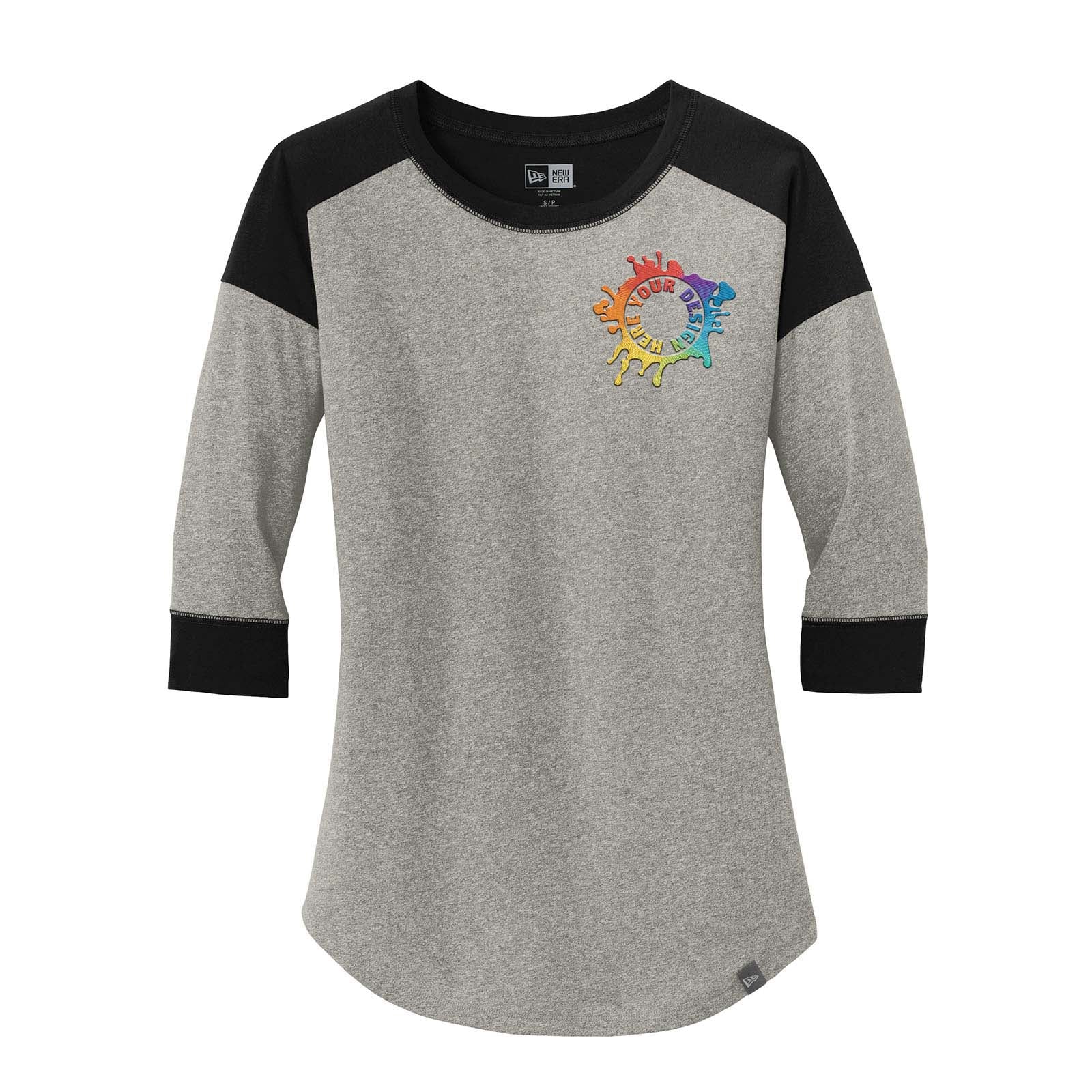 New Era® Ladies Heritage Blend 3/4-Sleeve Baseball Raglan Tee Embroidery - Mato & Hash