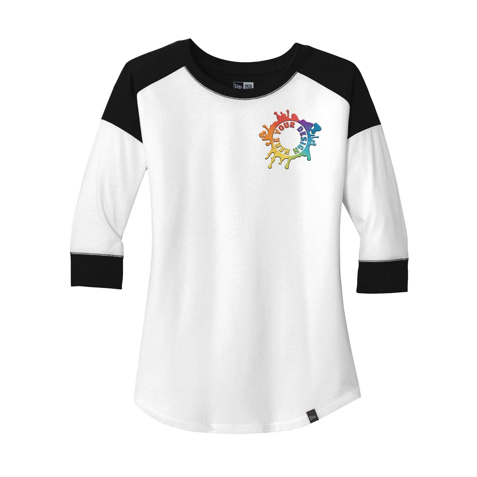New Era® Ladies Heritage Blend 3/4-Sleeve Baseball Raglan Tee Embroidery - Mato & Hash