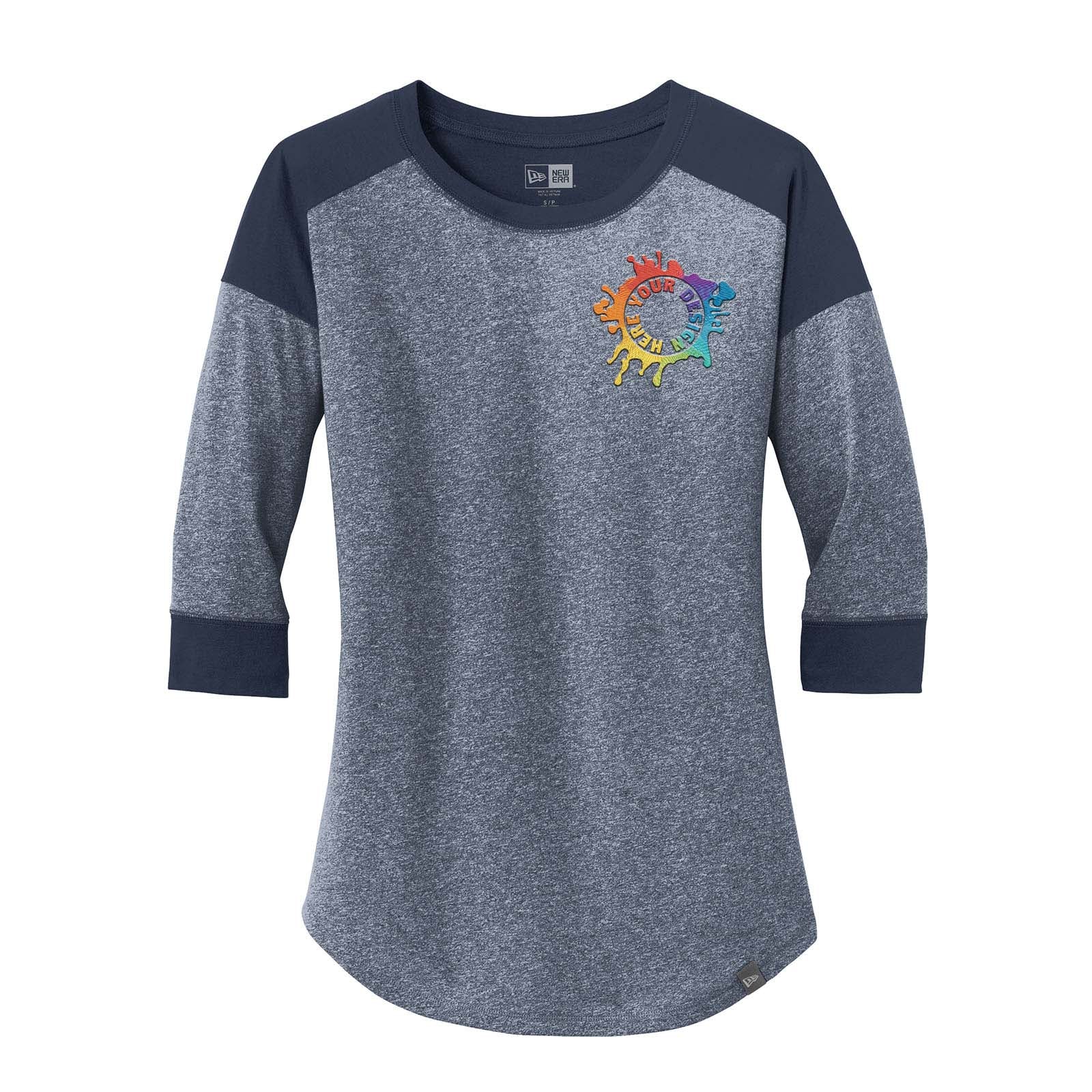 New Era® Ladies Heritage Blend 3/4-Sleeve Baseball Raglan Tee Embroidery - Mato & Hash