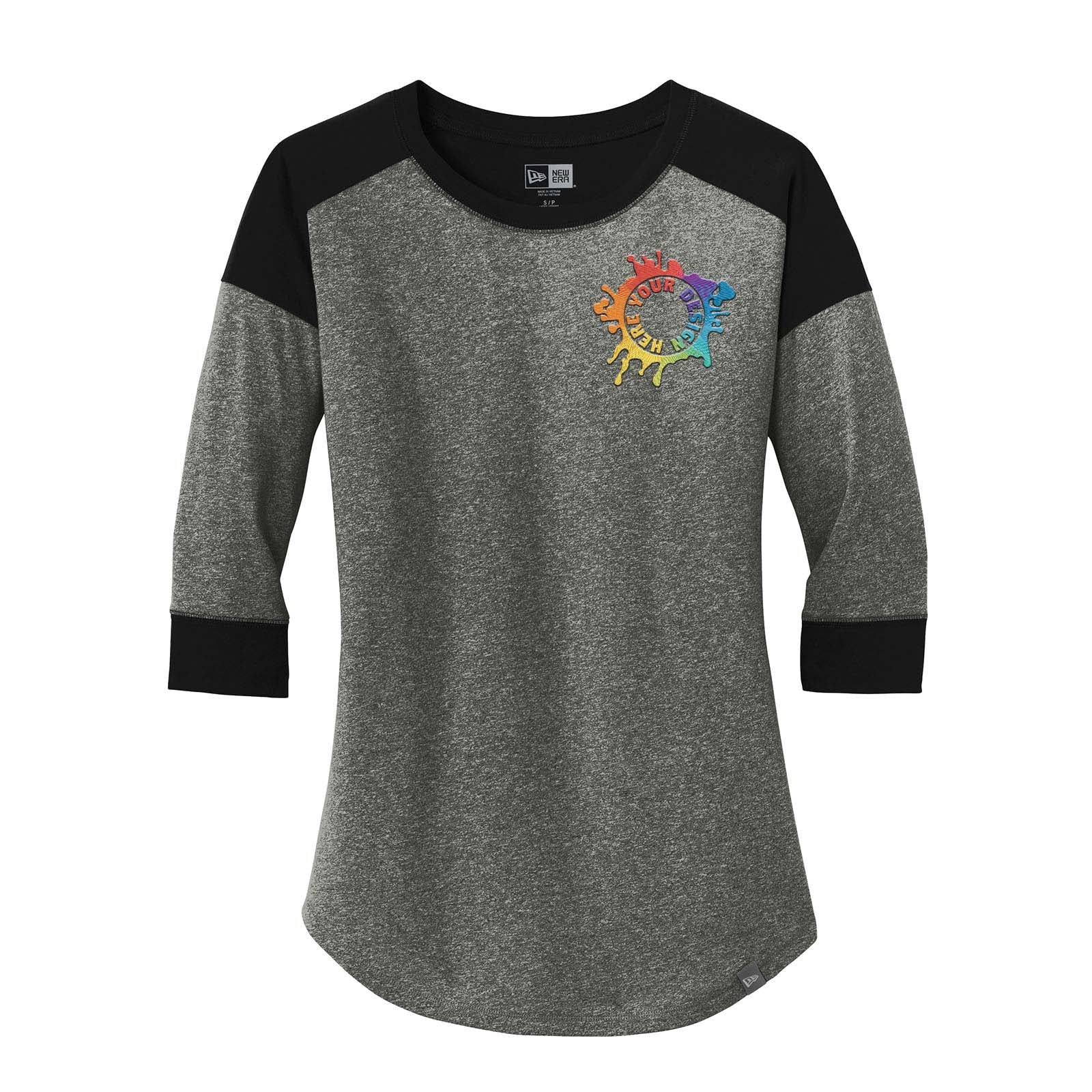 New Era® Ladies Heritage Blend 3/4-Sleeve Baseball Raglan Tee Embroidery - Mato & Hash