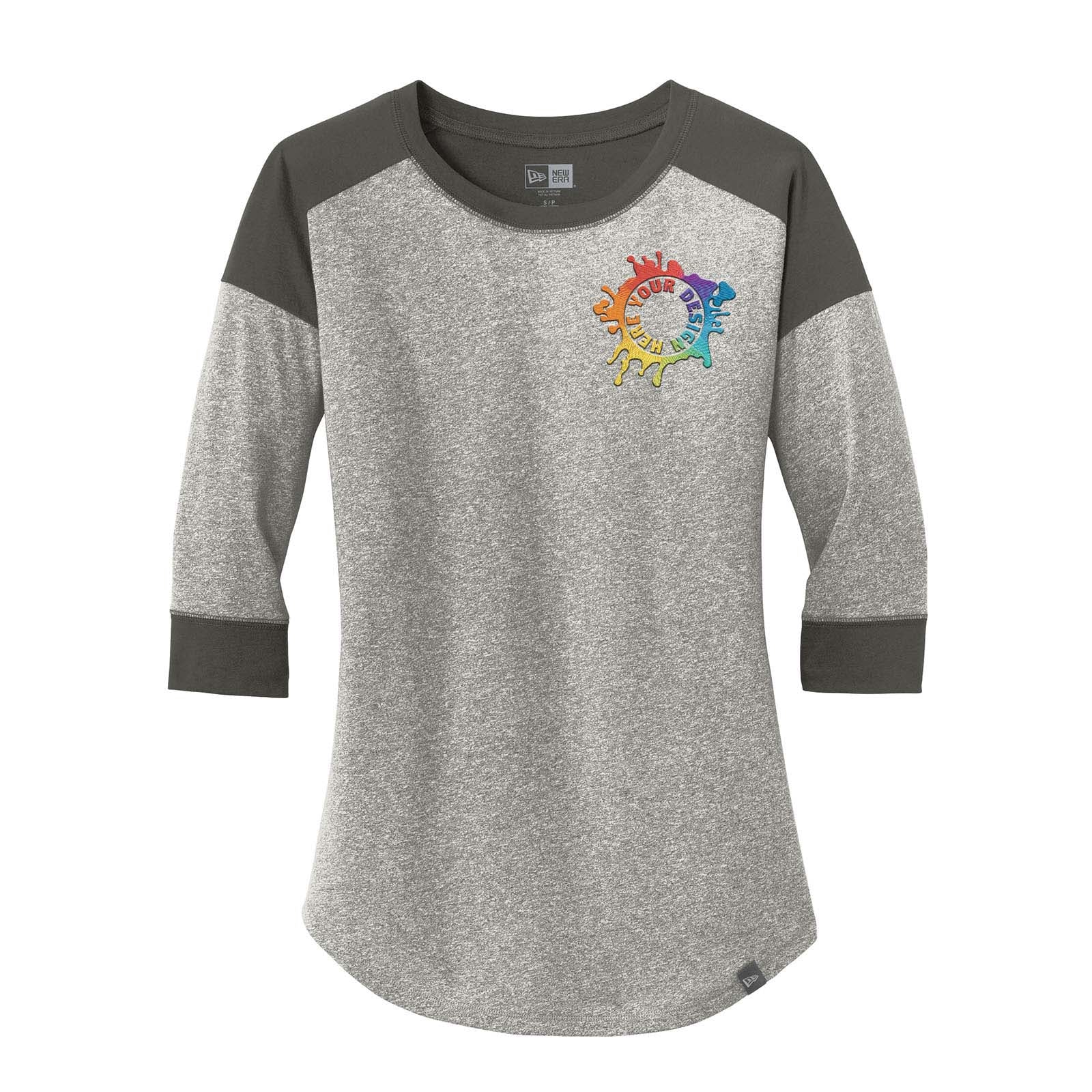 New Era® Ladies Heritage Blend 3/4-Sleeve Baseball Raglan Tee Embroidery - Mato & Hash
