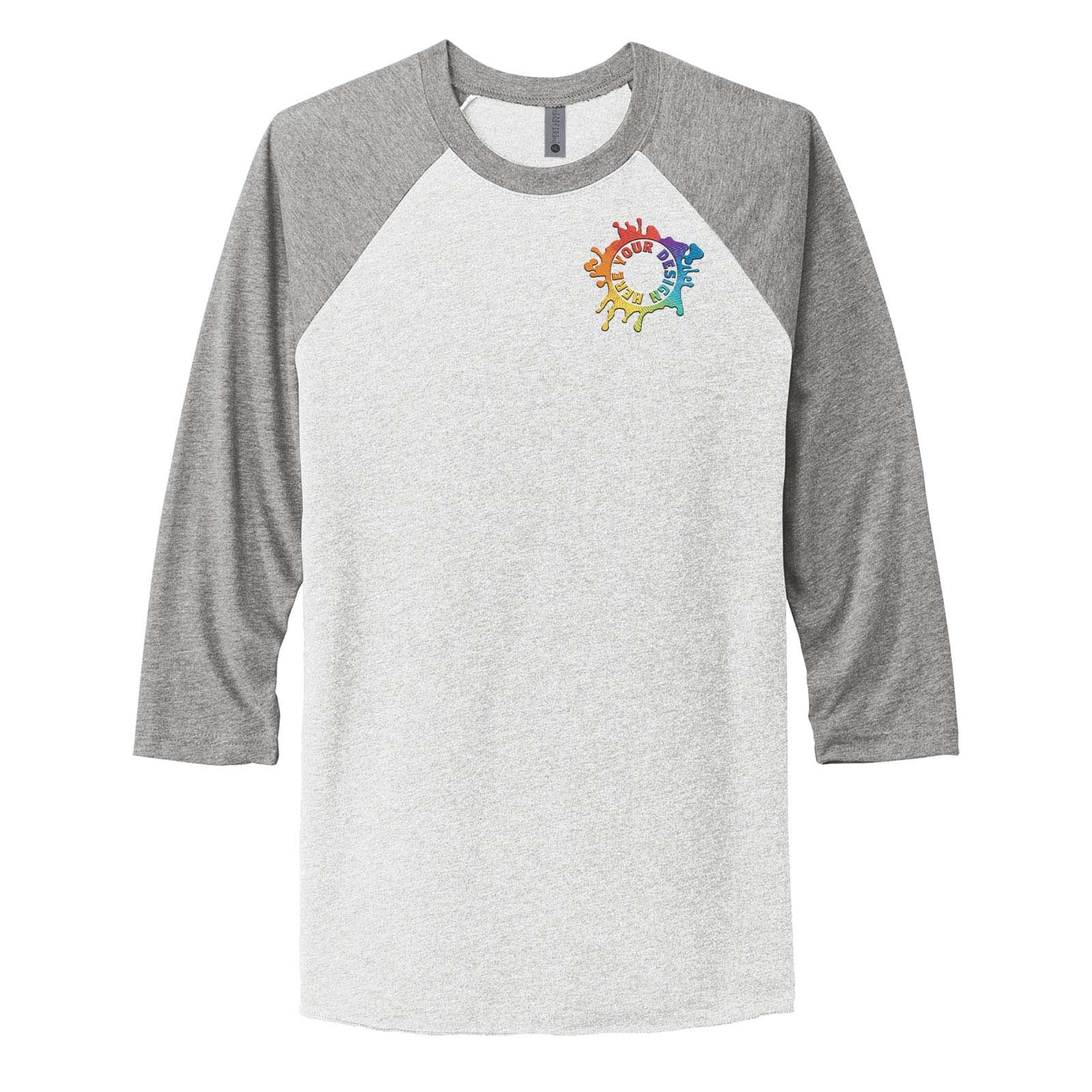 Next Level Unisex Tri Blend 3/4 Sleeve Raglan Tee Embroidery - Mato & Hash