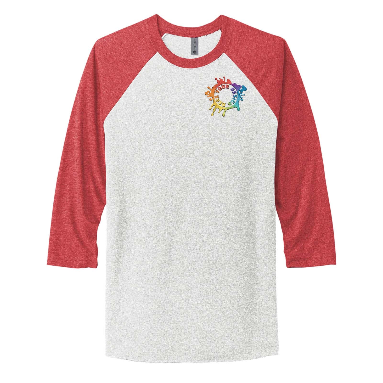 Next Level Unisex Tri Blend 3/4 Sleeve Raglan Tee Embroidery - Mato & Hash