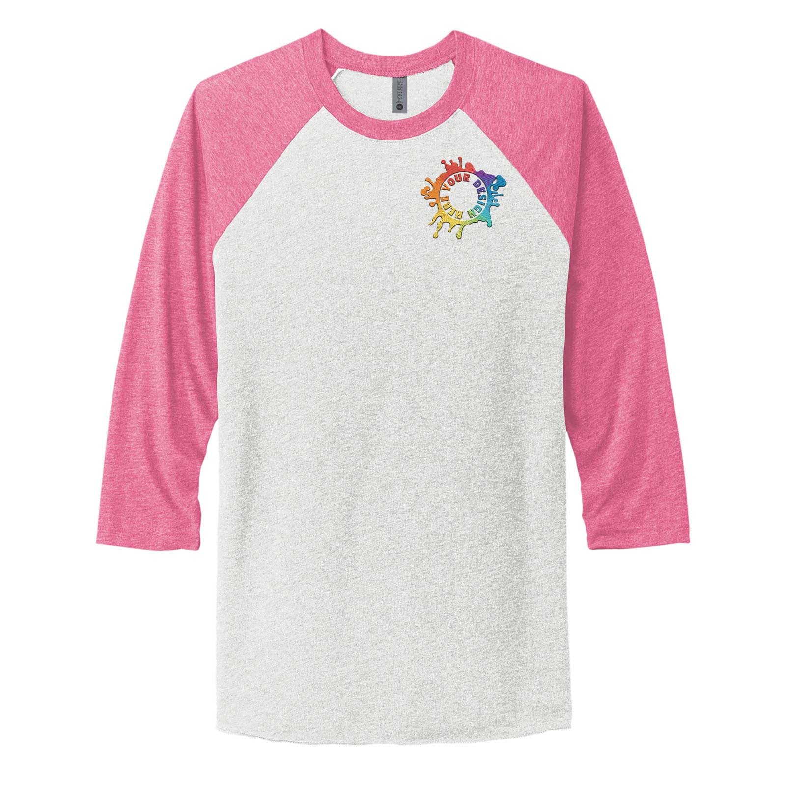 Next Level Unisex Tri Blend 3/4 Sleeve Raglan Tee Embroidery - Mato & Hash