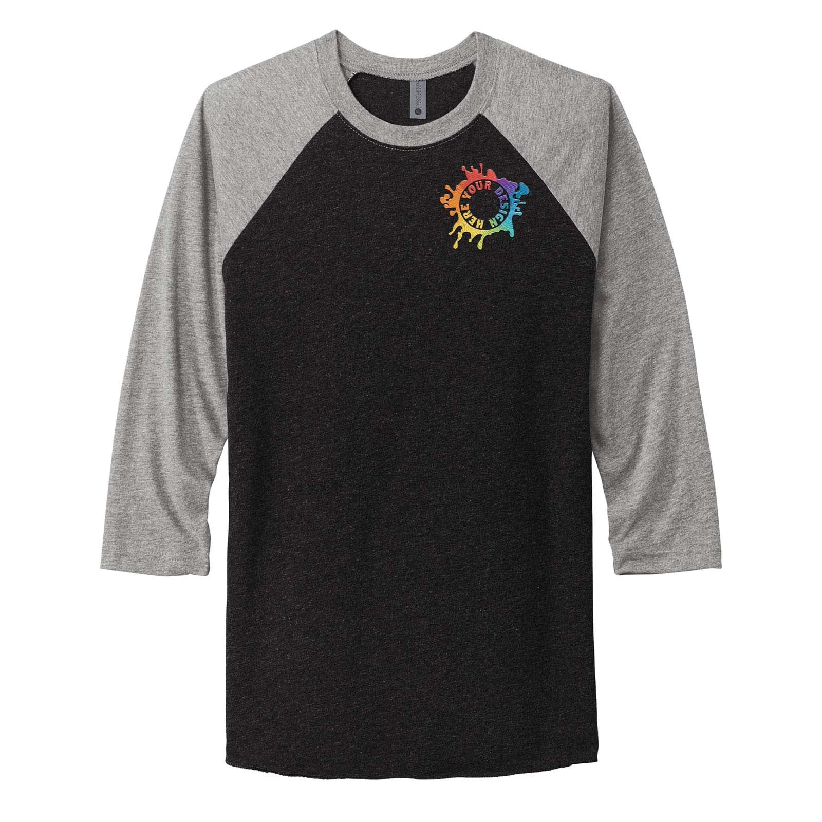Next Level Unisex Tri Blend 3/4 Sleeve Raglan Tee Embroidery - Mato & Hash