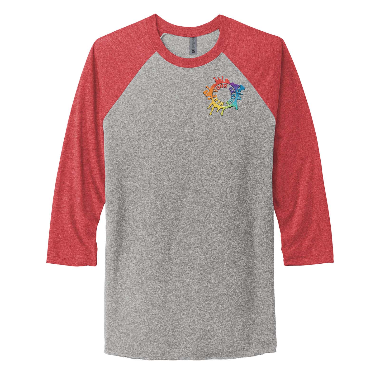 Next Level Unisex Tri Blend 3/4 Sleeve Raglan Tee Embroidery - Mato & Hash