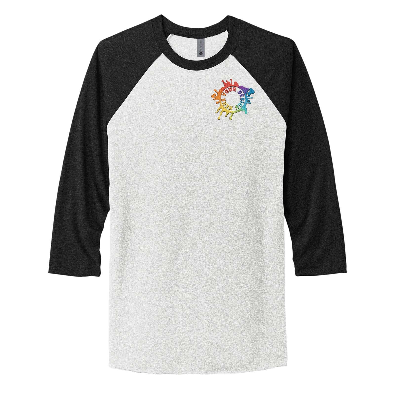 Next Level Unisex Tri Blend 3/4 Sleeve Raglan Tee Embroidery - Mato & Hash
