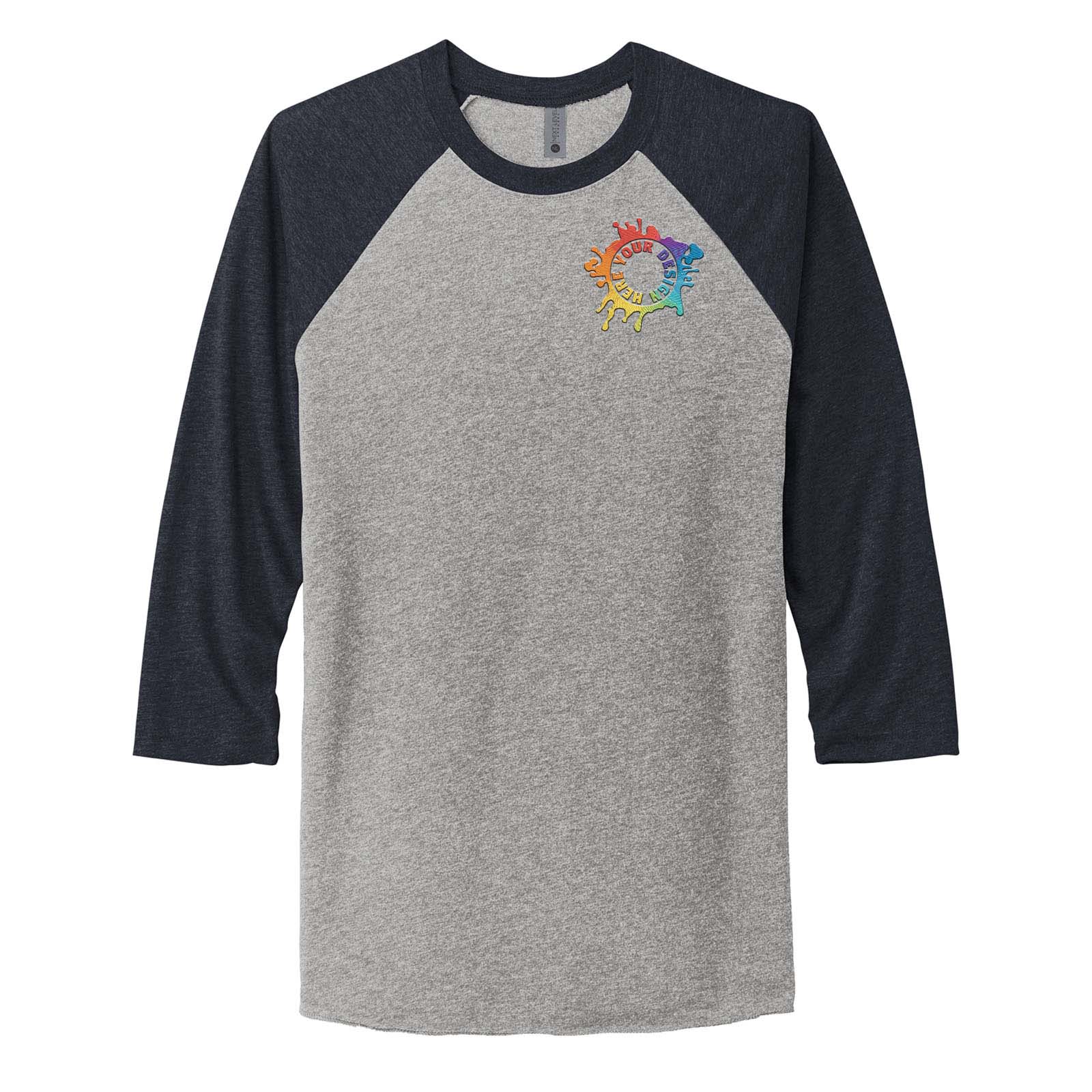 Next Level Unisex Tri Blend 3/4 Sleeve Raglan Tee Embroidery - Mato & Hash