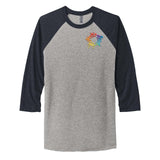 Next Level Unisex Tri Blend 3/4 Sleeve Raglan Tee Embroidery - Mato & Hash